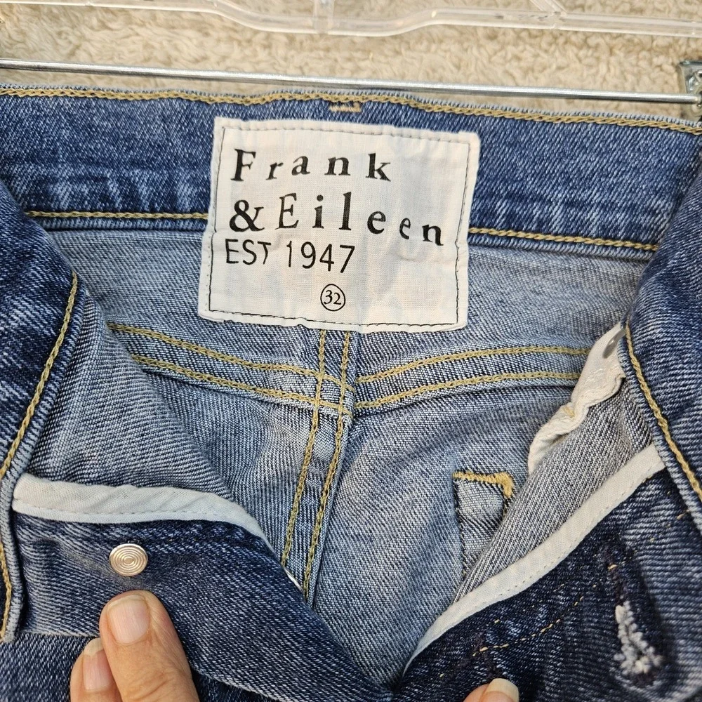 Frank & Eileen Cork Jeans Women 32 Slim Straight Raw Hem Medium Wash Denim - Picture 3 of 16